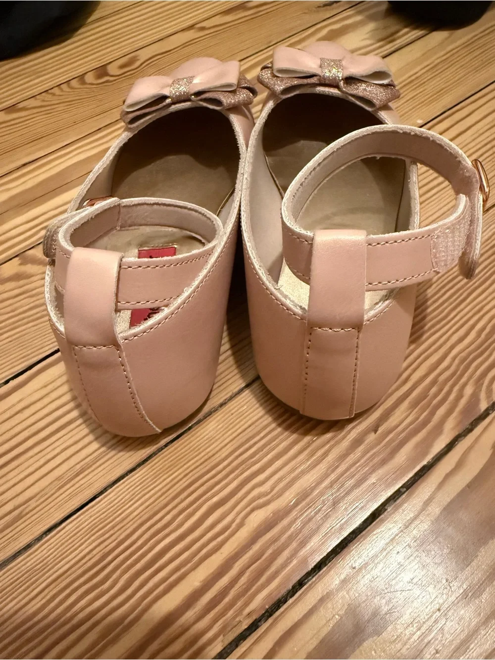 Rachel Shoes Blush Pink Bow Ballet Flats with Sparkle Accent